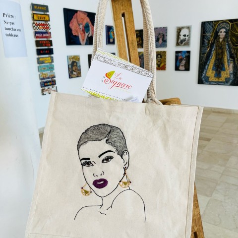 Hand-embroidered and hand-painted Astou Tote Bag